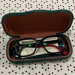Gucci Black and Red Eyeglasses with Case